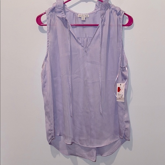 Ophelia Roe Medium Sheer Lavender Striped Sleeveless Top - Picture 4 of 9